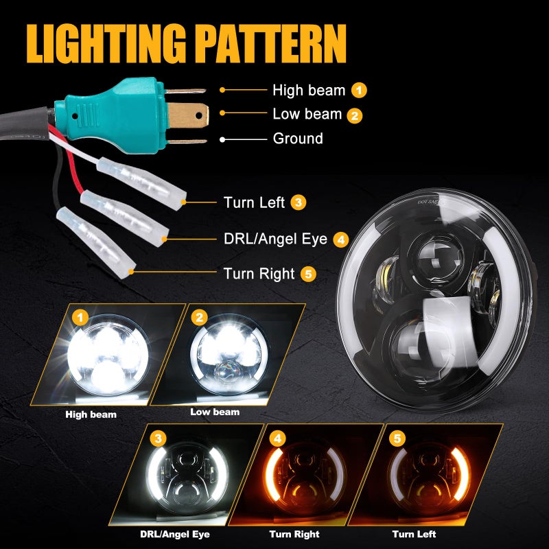 SUPAREE 7 Inch LED Motorcycle Headlight with Turn Signal: Black Motorcycle Headlight Compatible with Touring Road King Ultra Classic Electra Street Glide Tri Cvo Heritage Softail Slim Deluxe Fatboy - Image 2